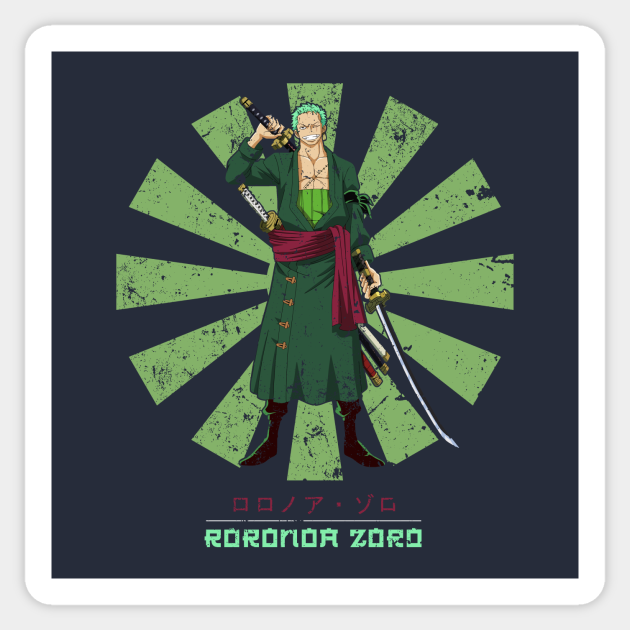 Roronoa Zoro Retro Japanese One Piece Roronoa Zoro Sticker TeePublic